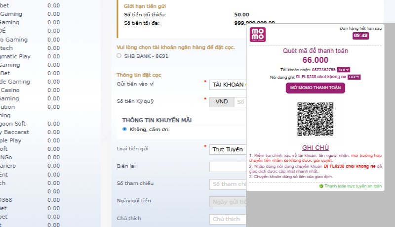 Nạp tiền 2 Chuyển tiền Ví MoMo an toàn 24/7
