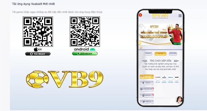 Tải app 3 Click ô Tải xuống hoặc quét mã QR để tải app Vuabai9 cho IOS