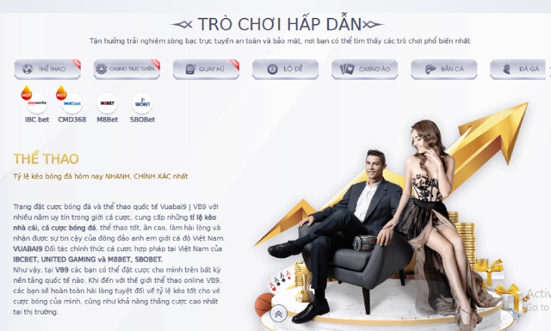 Cá cược bóng đá 2 Nhà cái Vuabai9 tích hợp 4 sảnh cược thể thao uy tín